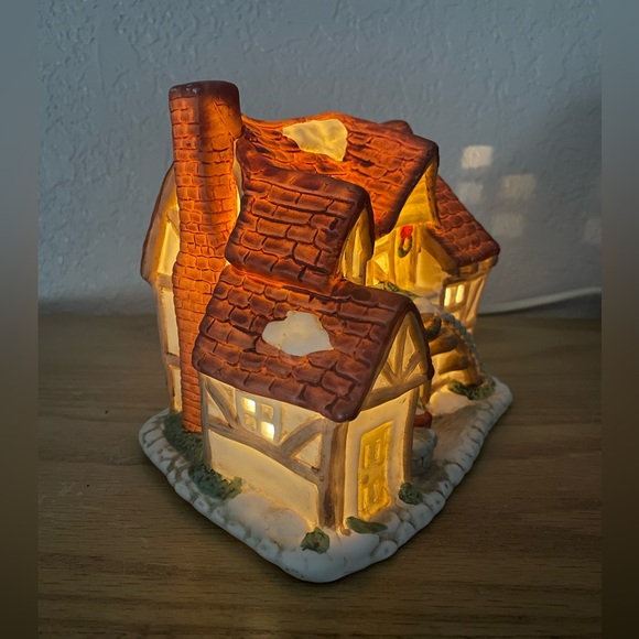 Christmas Village Farm House Red Roof Illuminated Building Holiday Decoration - Picture 3 of 6